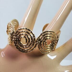 Vintage Spiral Cuff Bracelet 1 Inch Wide Gold Tone NOT MARKED